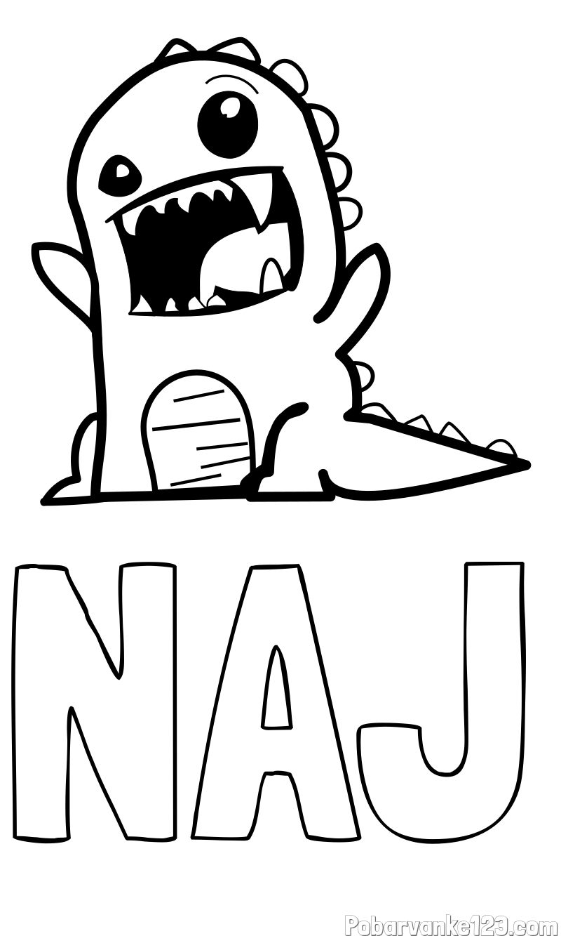 Pobarvanka imena NAJ in pobarvanka strašnega dinozavra
