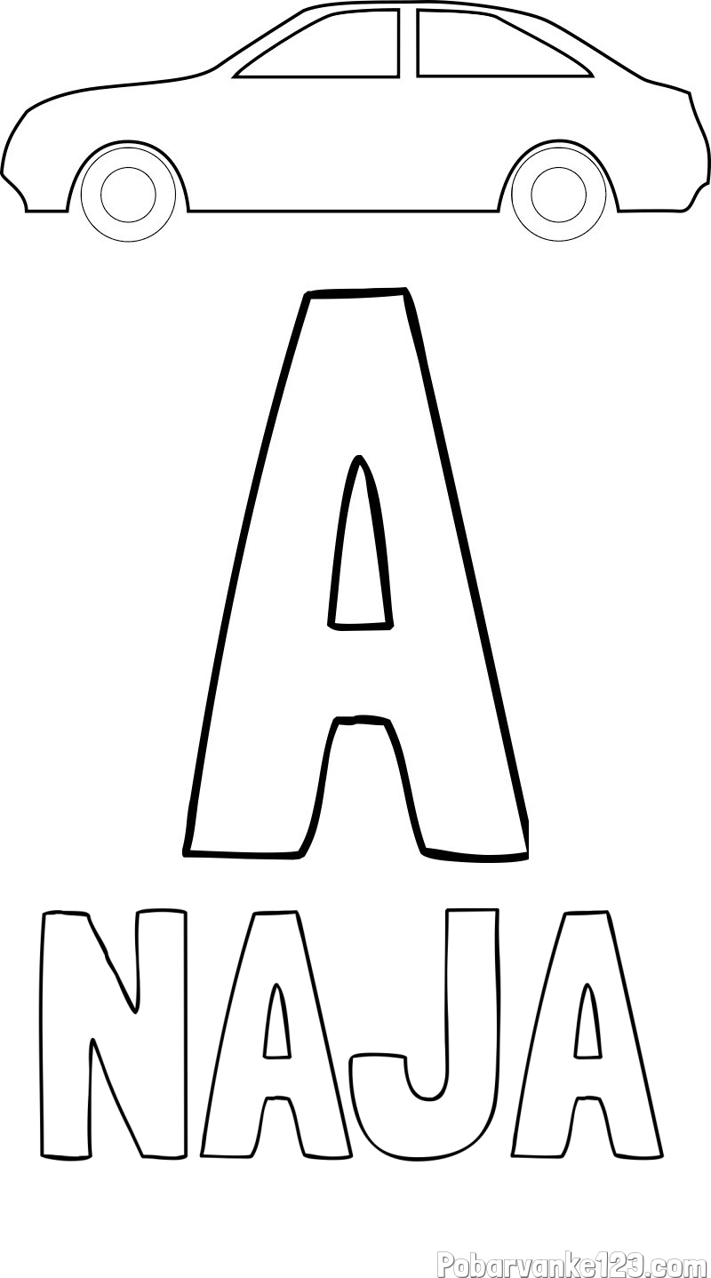 Pobarvanka imena NAJA in pobarvanka črke A