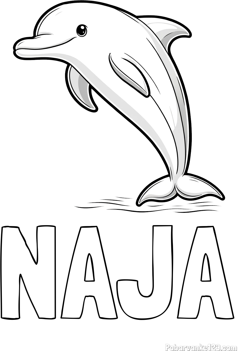 Pobarvanka imena NAJA in pobarvanka delfina