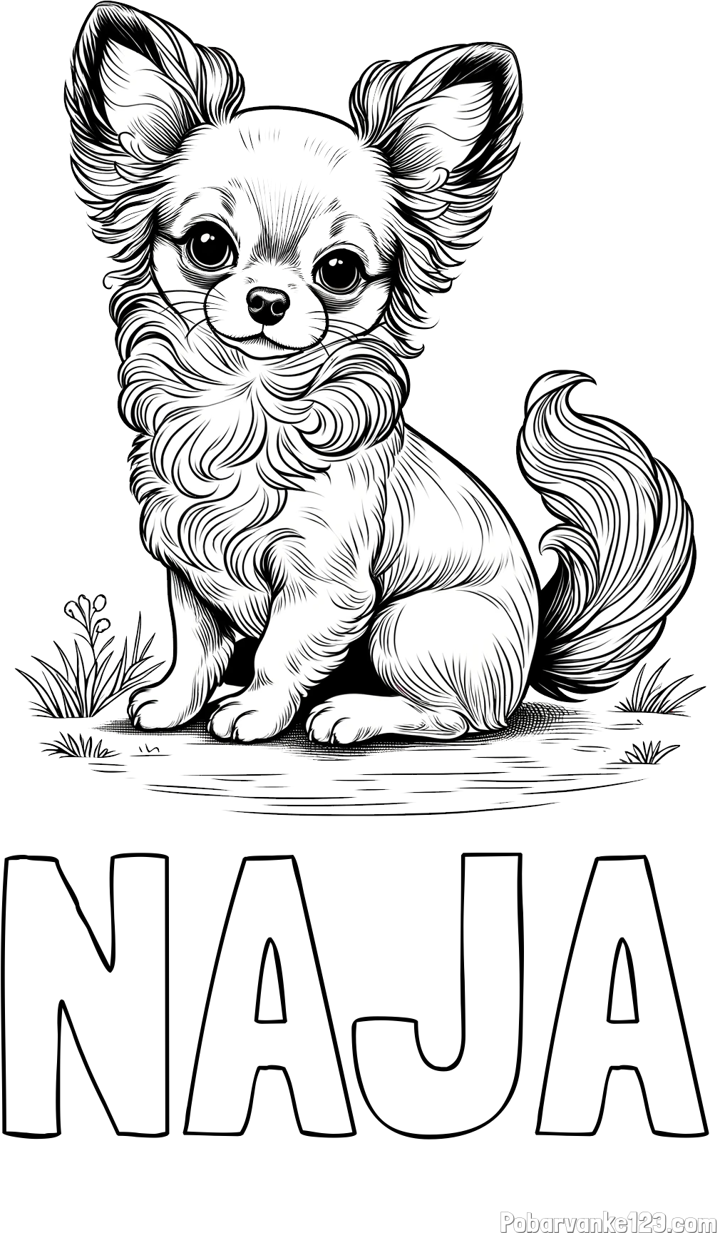 Pobarvanka imena NAJA in pobarvanka ljubke čivave