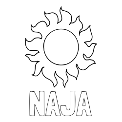 Online izdelana pobarvanka - Pobarvanka imena NAJA in pobarvanka sonca