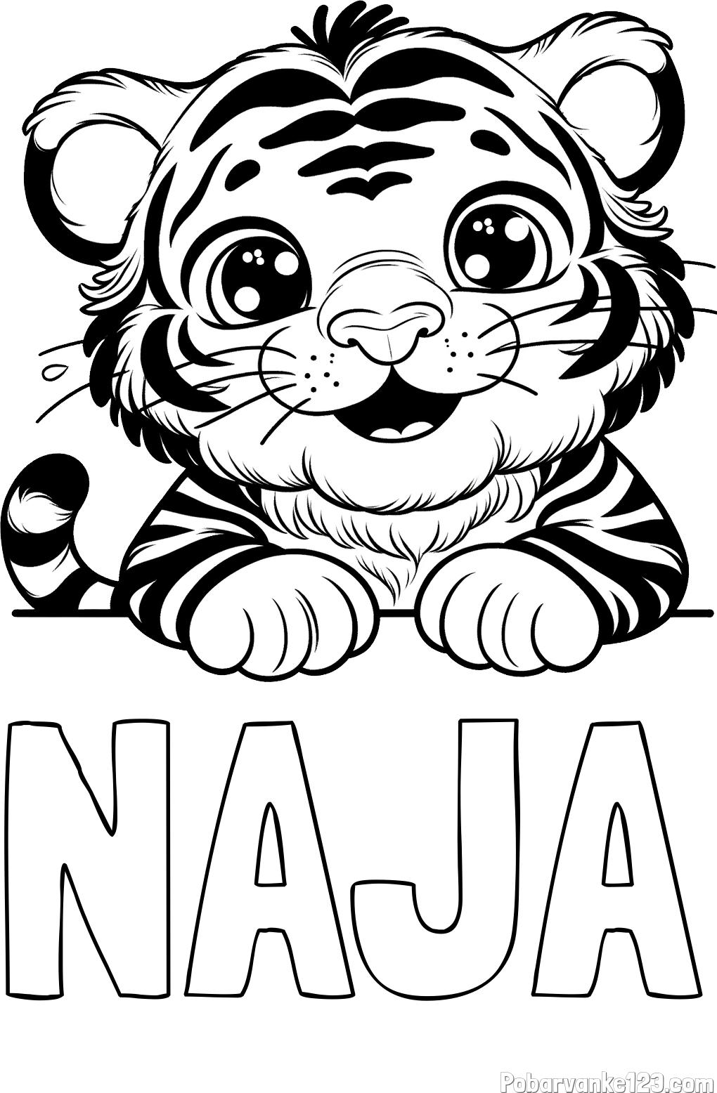 Pobarvanka imena NAJA in pobarvanka tigrček