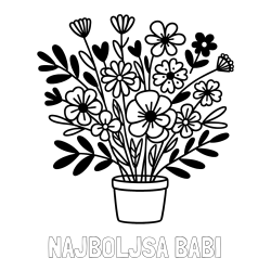 Online izdelana pobarvanka - Pobarvanka imena NAJBOLJŠA BABI in pobarvanka rož v cvetličnem loncu