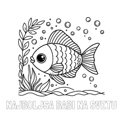 Online izdelana pobarvanka - Pobarvanka imena NAJBOLJŠA BABI NA SVETU in otroška pobarvanka ljubke ribe