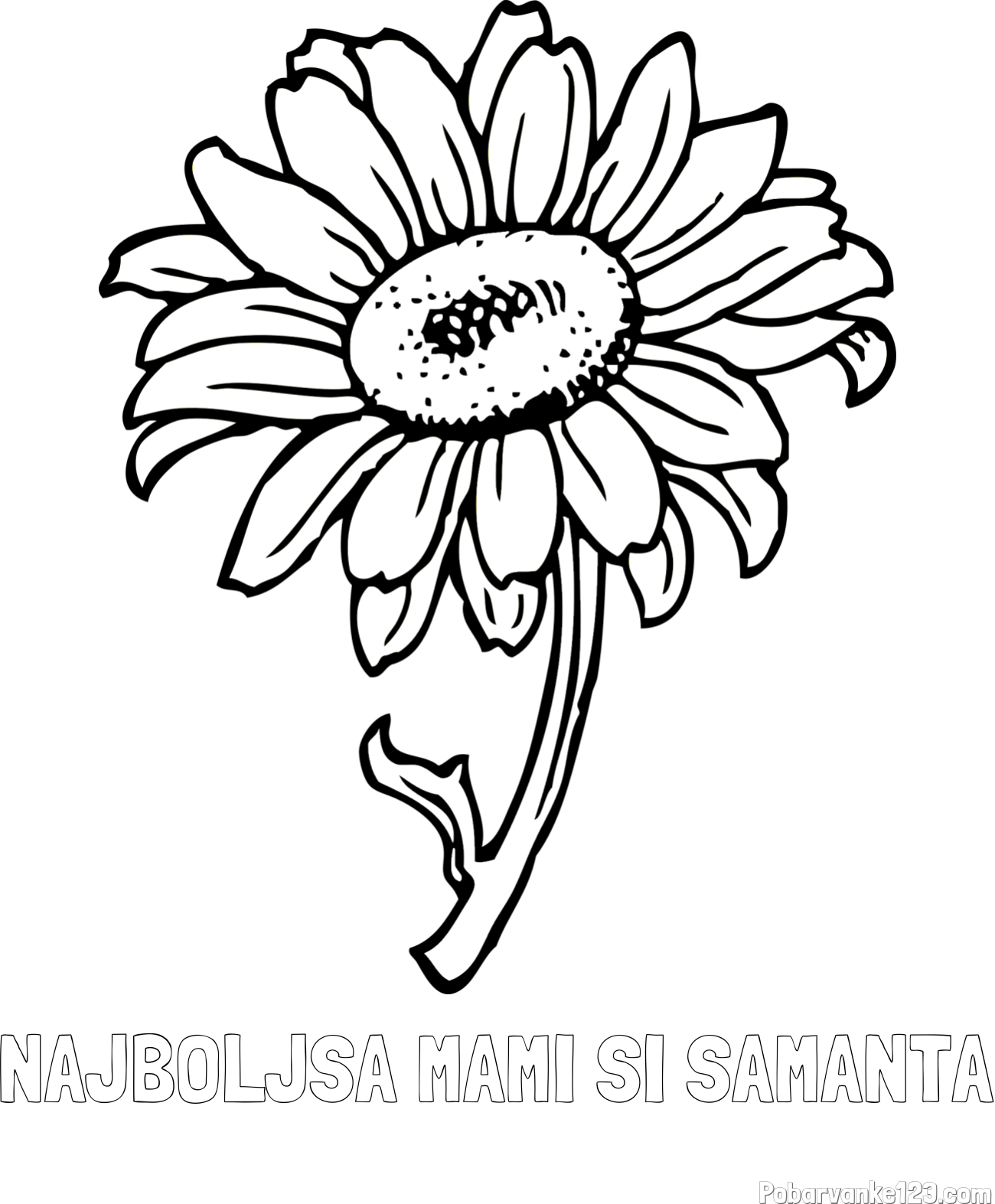 Pobarvanka imena NAJBOLJŠA MAMI SI SAMANTA in pobarvanka lepe sončnice