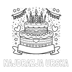 Online izdelana pobarvanka - Pobarvanka imena NAJDRAZJA URŠKA in pobarvanka velike torte za rojstni dan