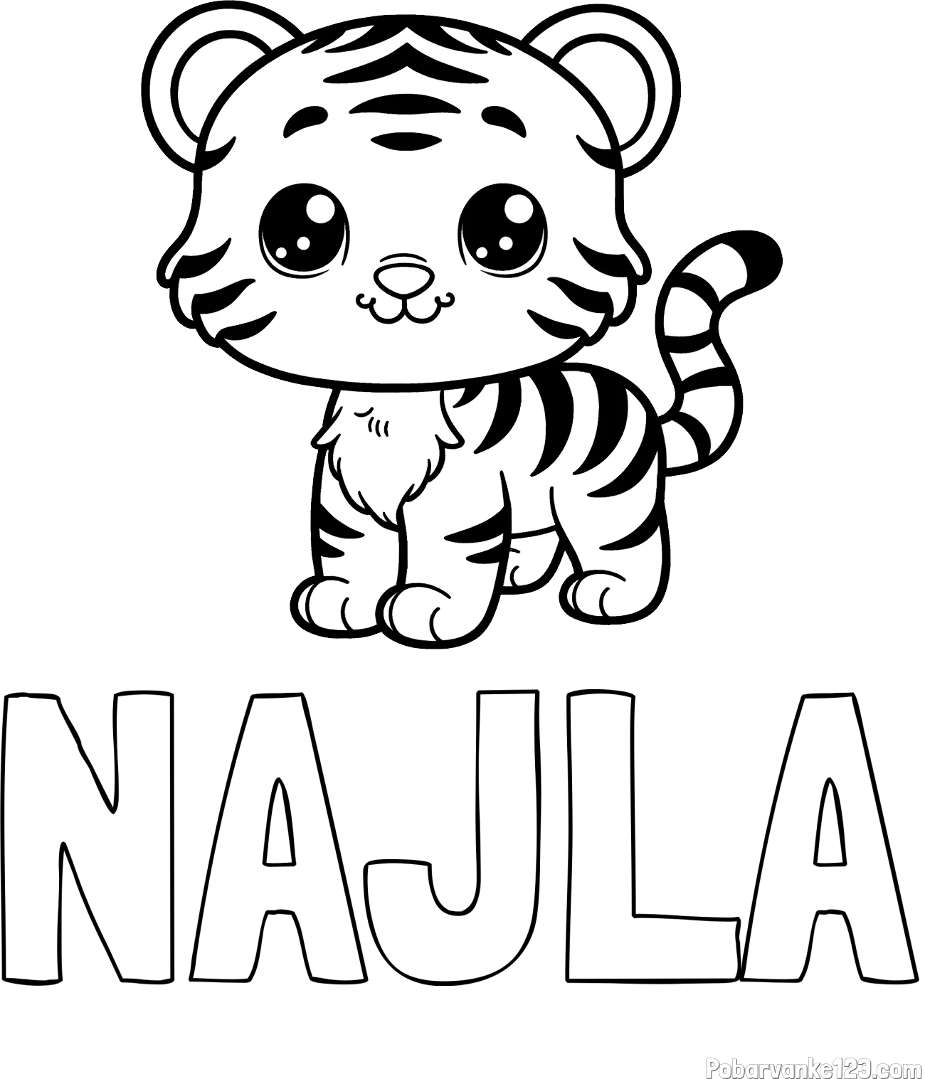Pobarvanka imena NAJLA in pobarvanka ljubkega tigrčka