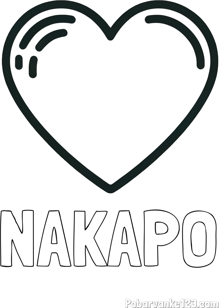 Pobarvanka imena NAKAPO in pobarvanka lepega srčka