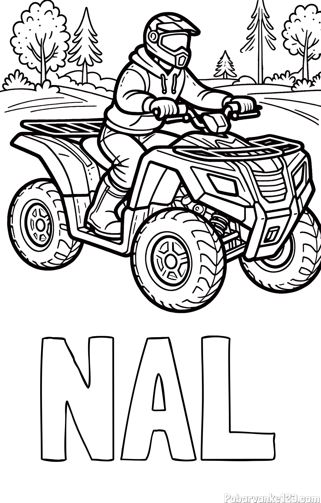 Pobarvanka imena NAL in pobarvanka motorista na štirikolesniku