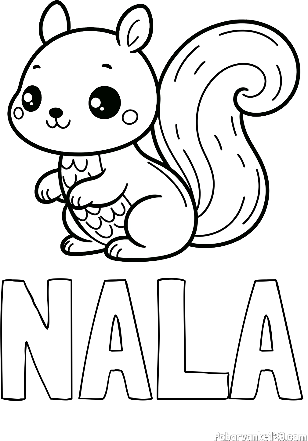 Pobarvanka imena NALA in pobarvanka ljubke veverice