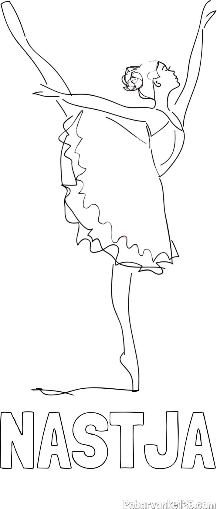 Pobarvanka imena NASTJA in pobarvanka ljubke baletke