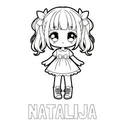 Pobarvanka imena NATALIJA in pobarvanka anime punčke