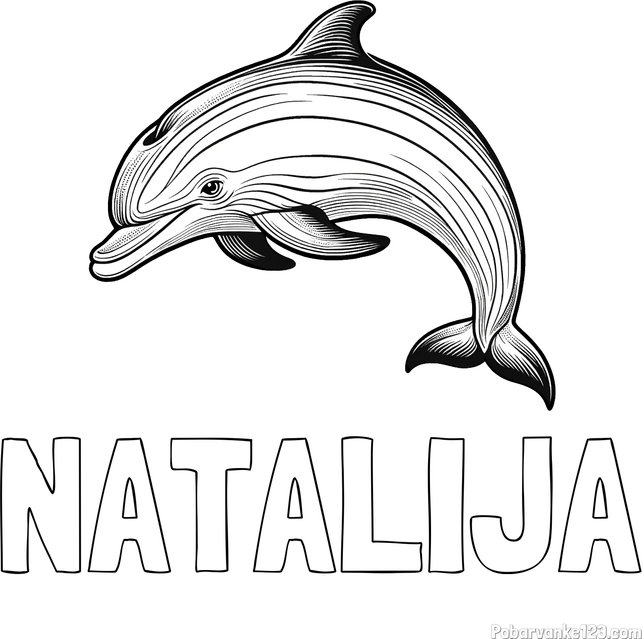 Pobarvanka imena NATALIJA in pobarvanka lepega delfina