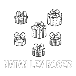 Online izdelana pobarvanka - Pobarvanka imena NATAN LEV ROŠER in pobarvanka božičnih daril