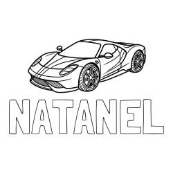 Online izdelana pobarvanka - Pobarvanka imena NATANEL in pobarvanka dirkalnega avtomobila