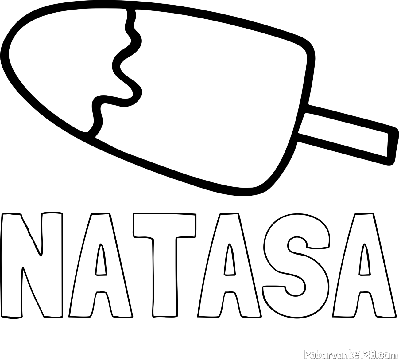 Pobarvanka imena NATAŠA in pobarvanka lučke (sladoled na palčki)