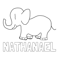 Online izdelana pobarvanka - Pobarvanka imena NATHANAEL in otroška pobarvanka slončka
