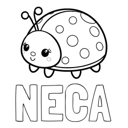 Online izdelana pobarvanka - Pobarvanka imena NECA in pobarvanka ljubke pikapolonice