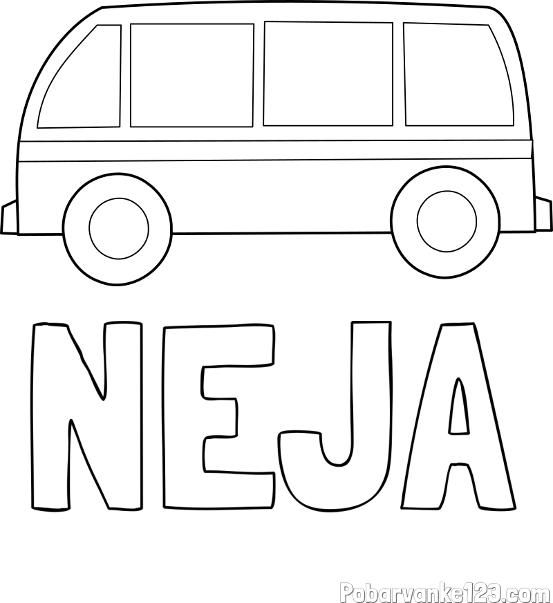 Pobarvanka imena NEJA in avtobus
