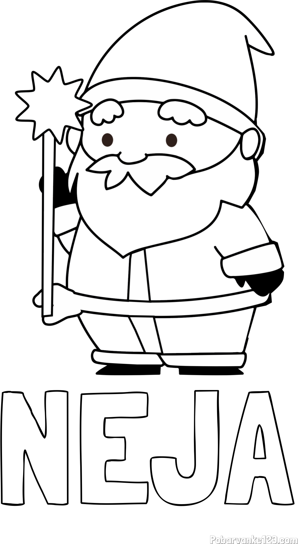 Pobarvanka imena NEJA in dedek Mraz