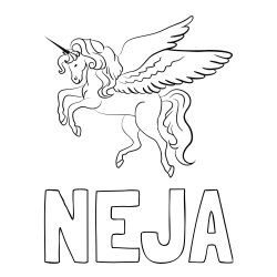 Pobarvanka imena NEJA in lepa pobarvanka samoroga