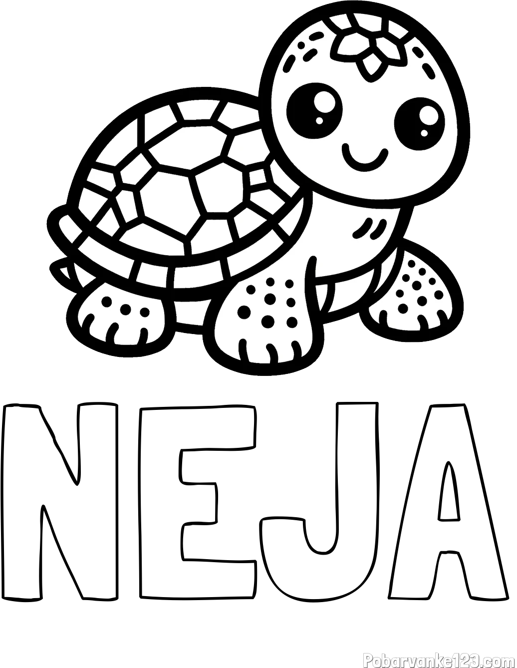 Pobarvanka imena NEJA in otroška pobarvanka želve