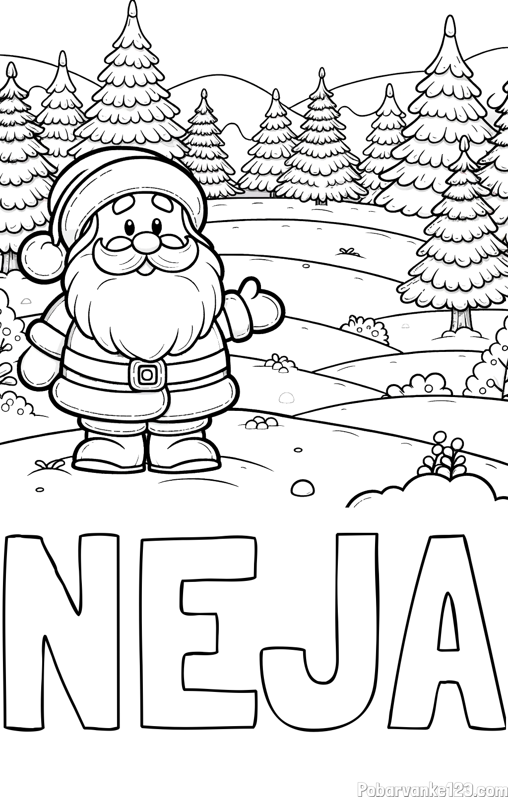 Pobarvanka imena NEJA in pobarvanka Božička v naravi