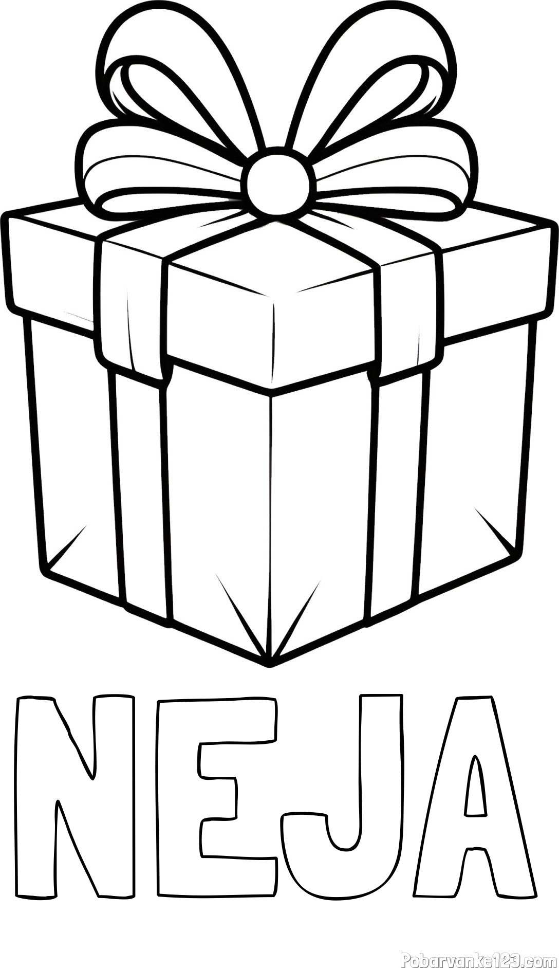 Pobarvanka imena NEJA in pobarvanka darilne škatle s pentljo