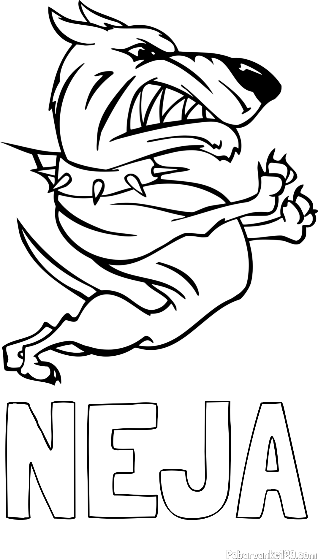 Pobarvanka imena NEJA in pobarvanka hudega kužka