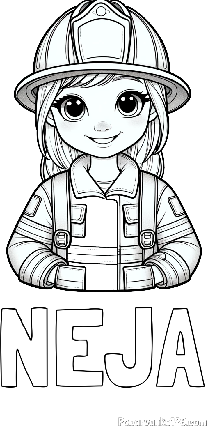 Pobarvanka imena NEJA in pobarvanka ljubke gasilke