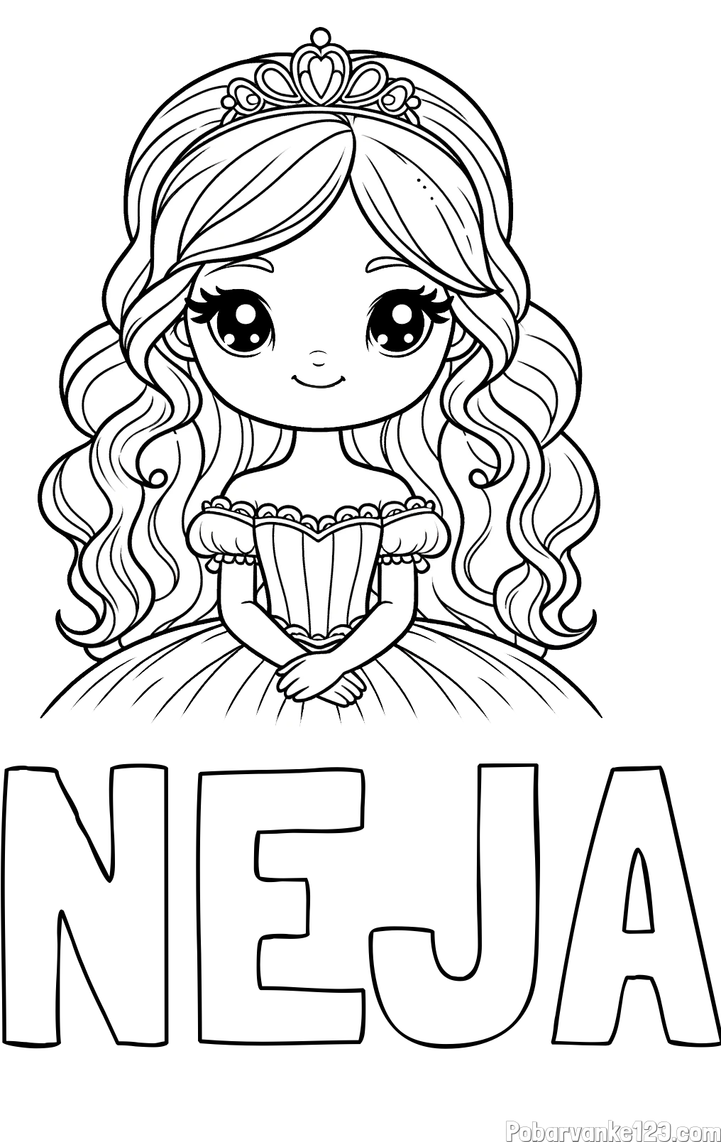 Pobarvanka imena NEJA in pobarvanka ljubke princese