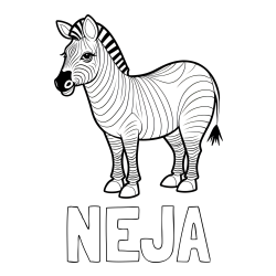 Pobarvanka imena NEJA in pobarvanka ljubke zebre