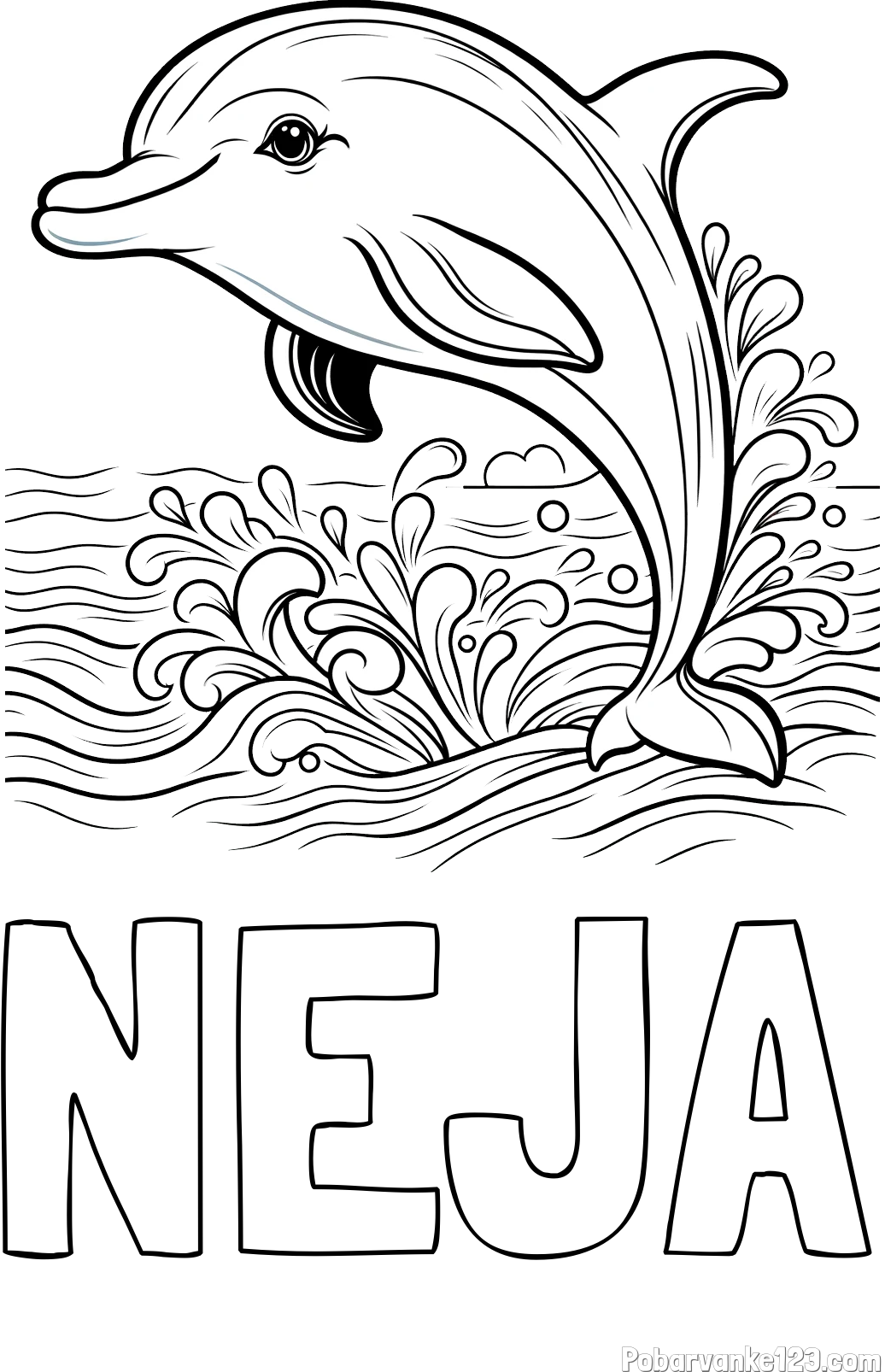 Pobarvanka imena NEJA in pobarvanka ljubkega delfina