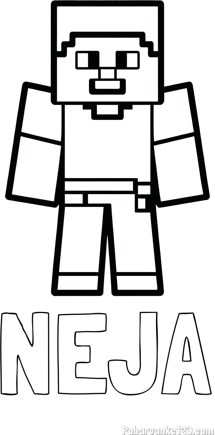 Pobarvanka imena NEJA in pobarvanka Minecraft figurice