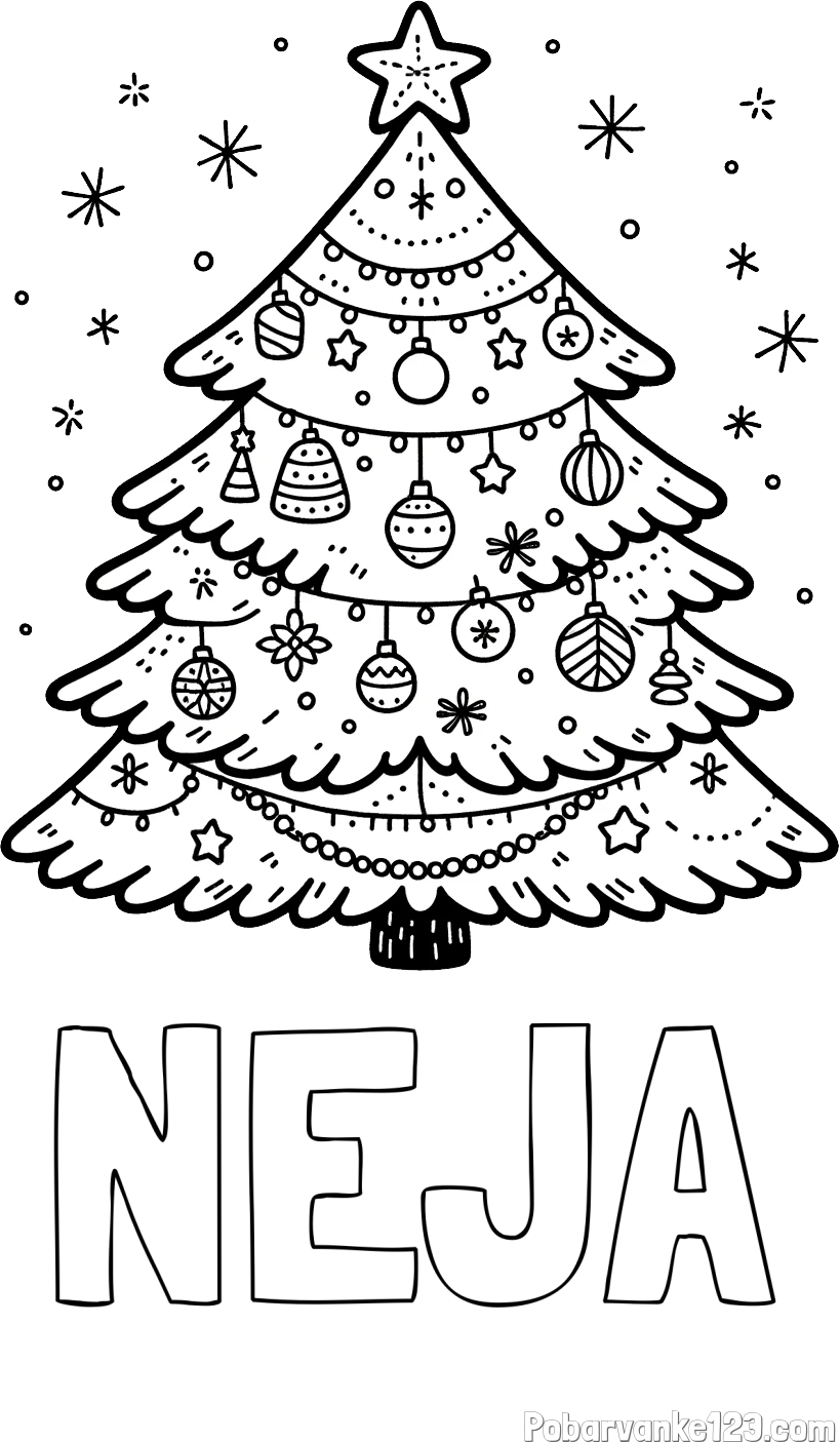 Pobarvanka imena NEJA in pobarvanka novoletne jelke