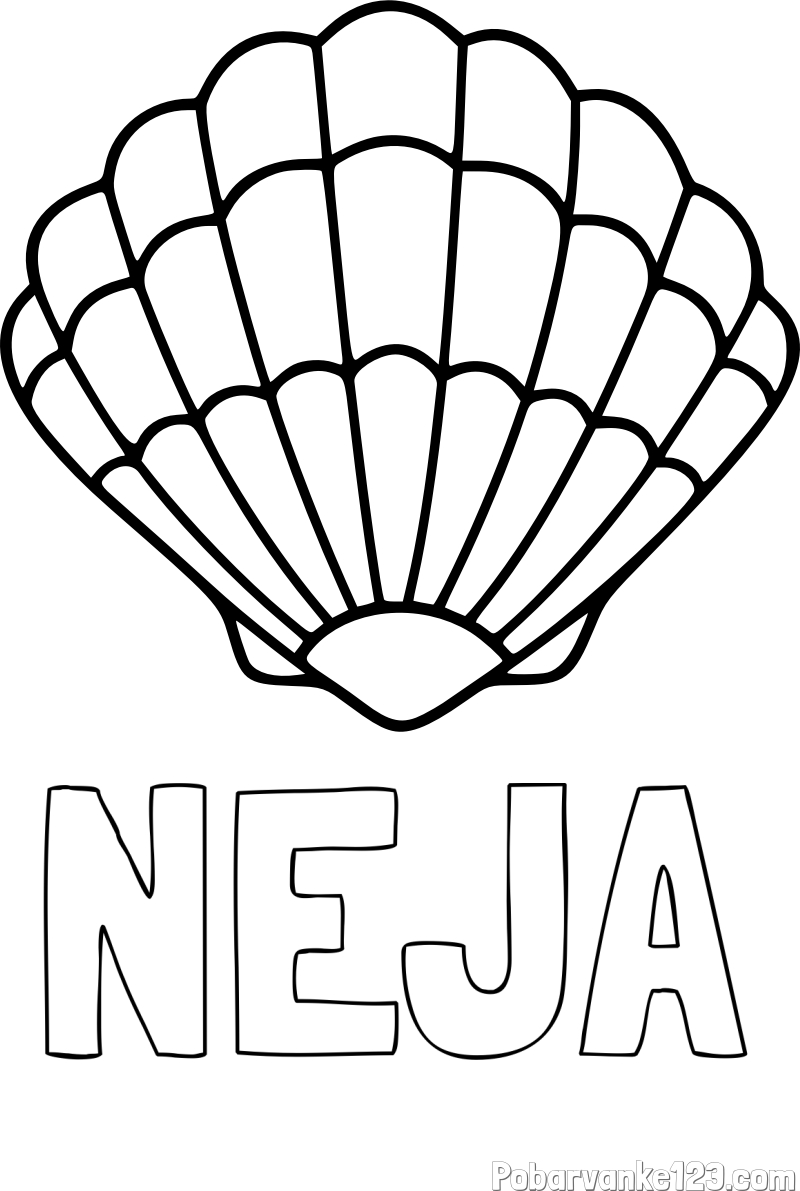 Pobarvanka imena NEJA in pobarvanka školjke