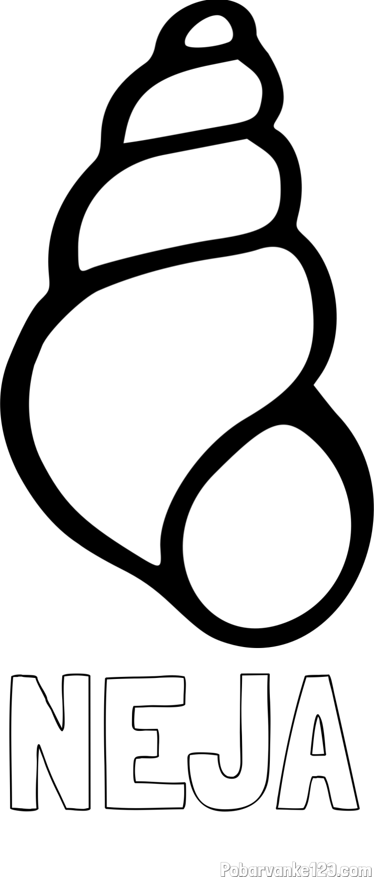 Pobarvanka imena NEJA in pobarvanka školjke morskega polžka