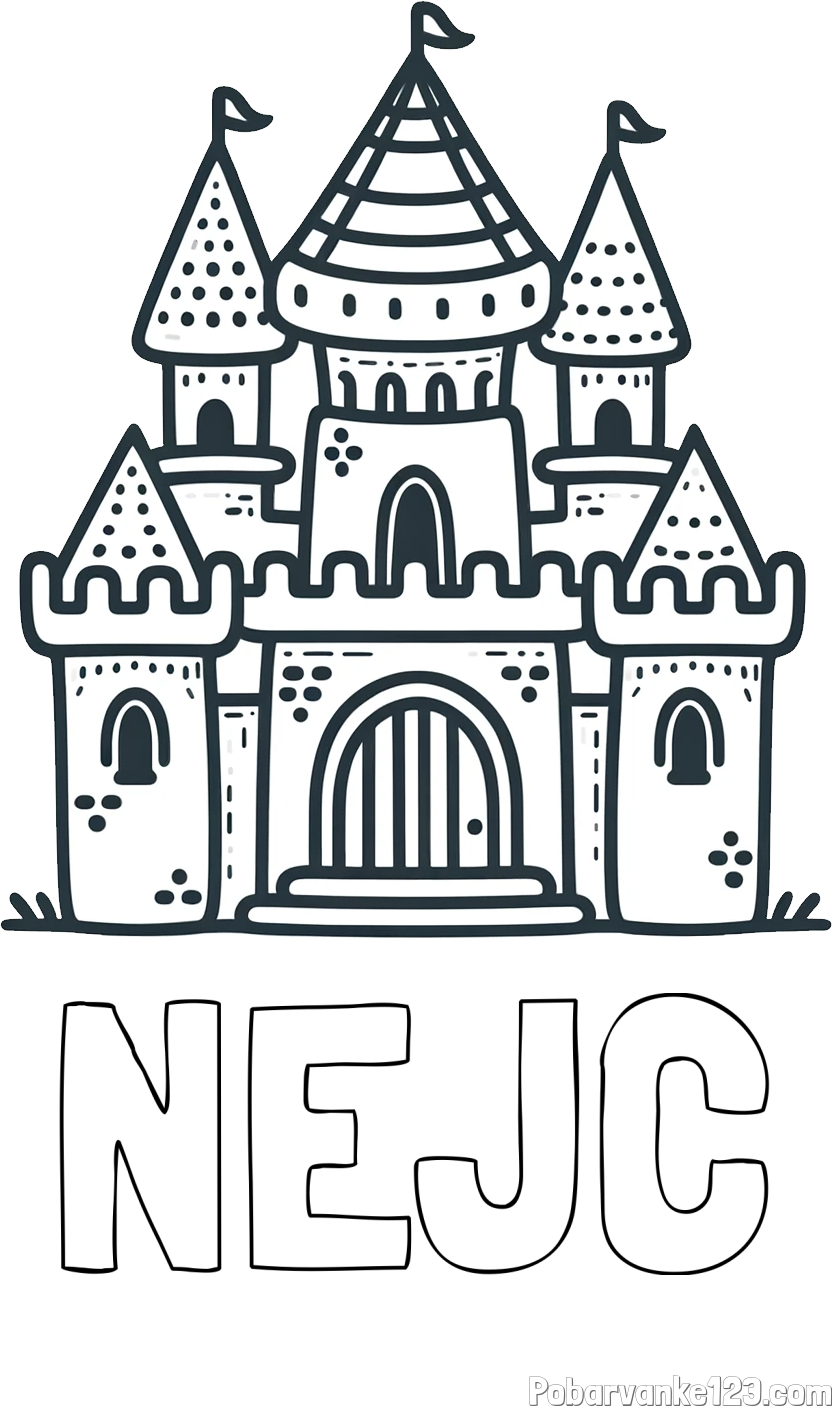 Pobarvanka imena NEJC in otroška pobarvanka gradu