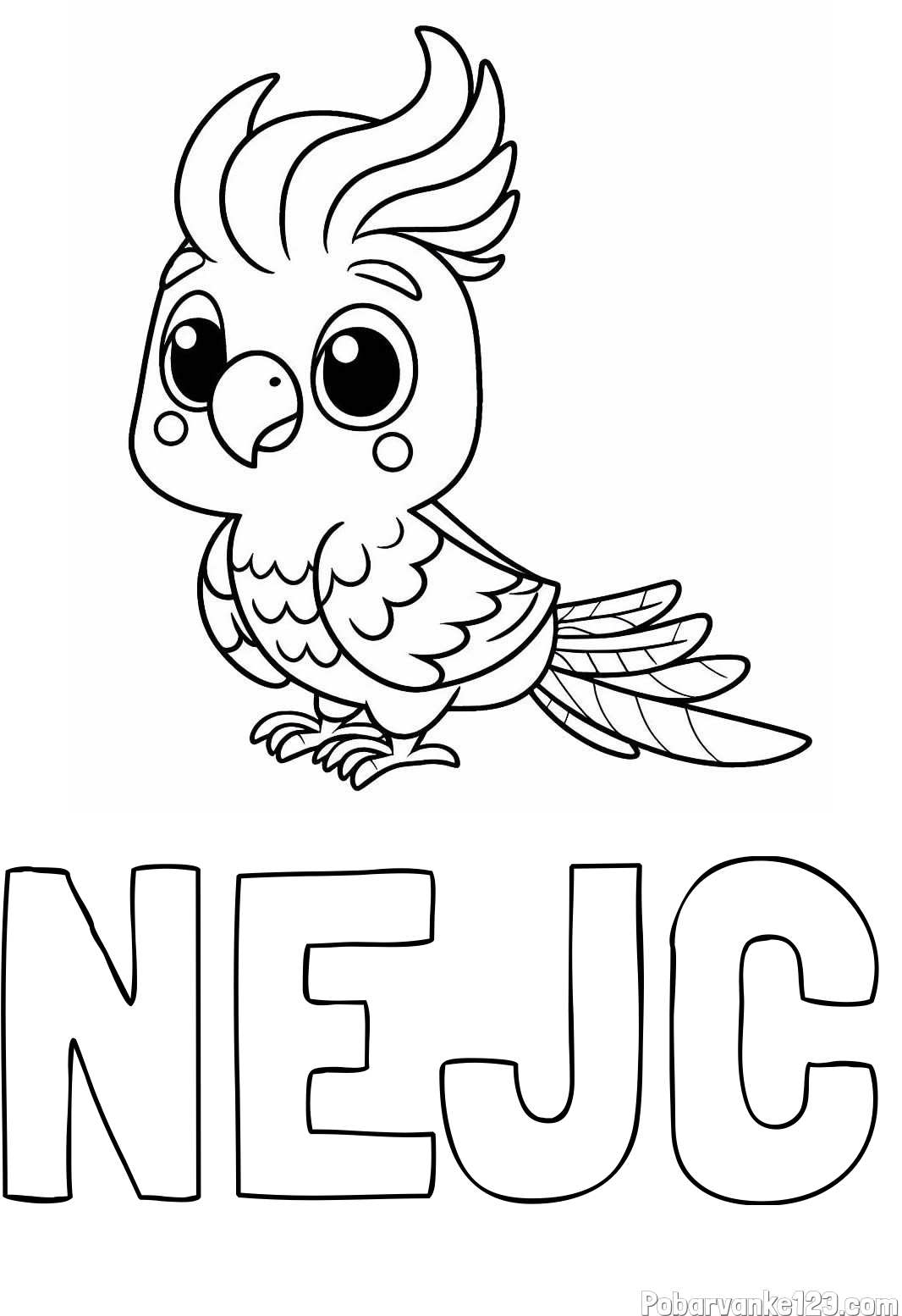 Pobarvanka imena NEJC in pobarvanka ljubke papige