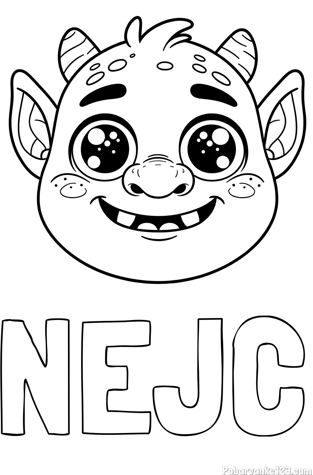 Pobarvanka imena NEJC in pobarvanka ljubke škratove glave