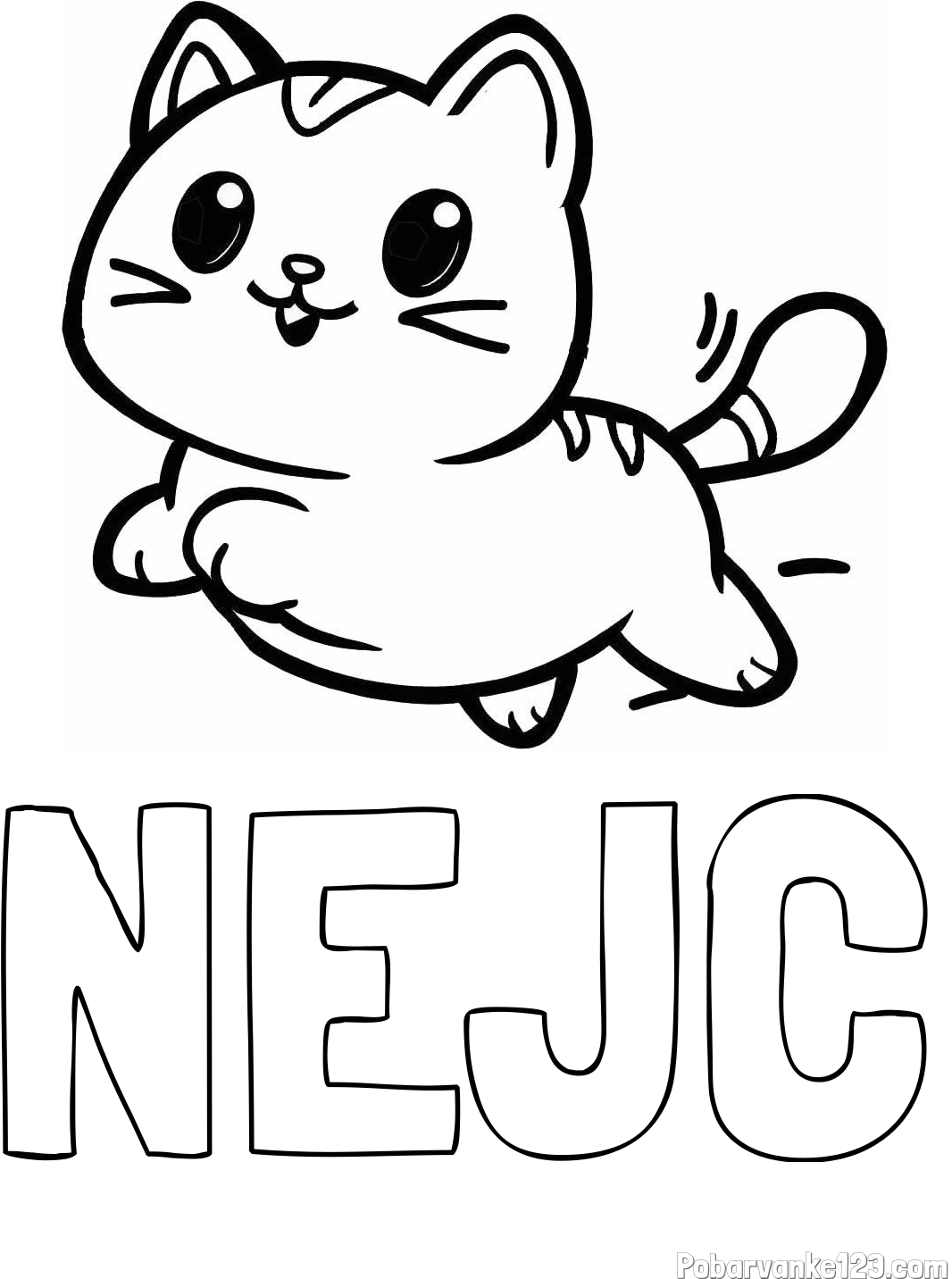 Pobarvanka imena NEJC in pobarvanka prikupne mačke med tekom