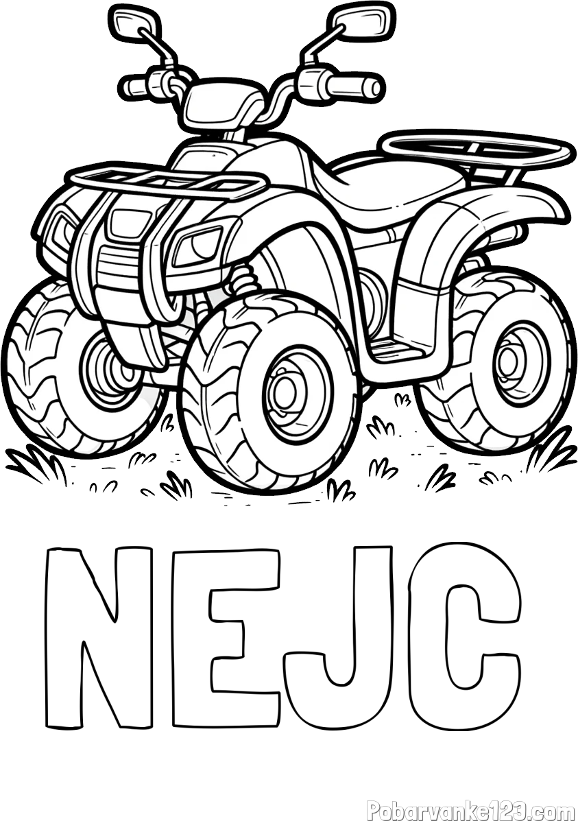 Pobarvanka imena NEJC in pobarvanka velikega štirikolesnika