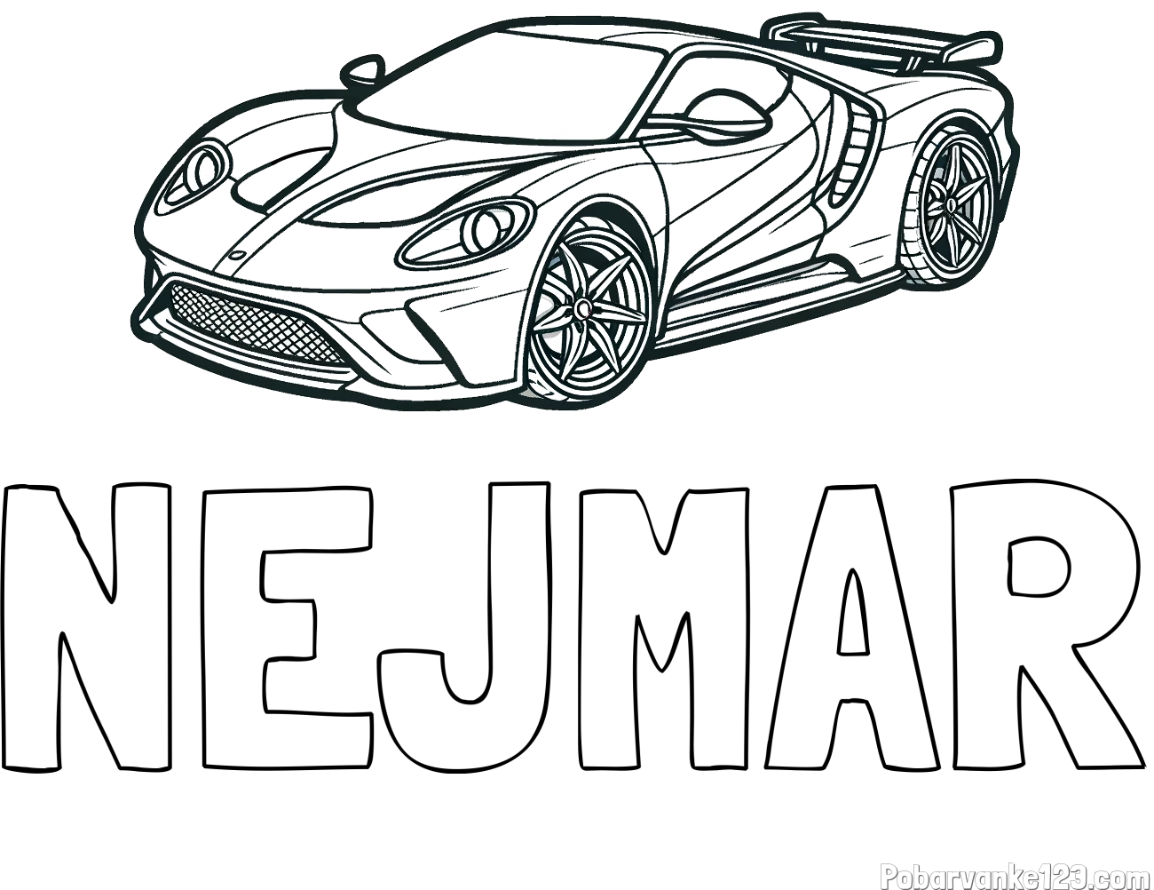 Pobarvanka imena NEJMAR in Športni avtomobil