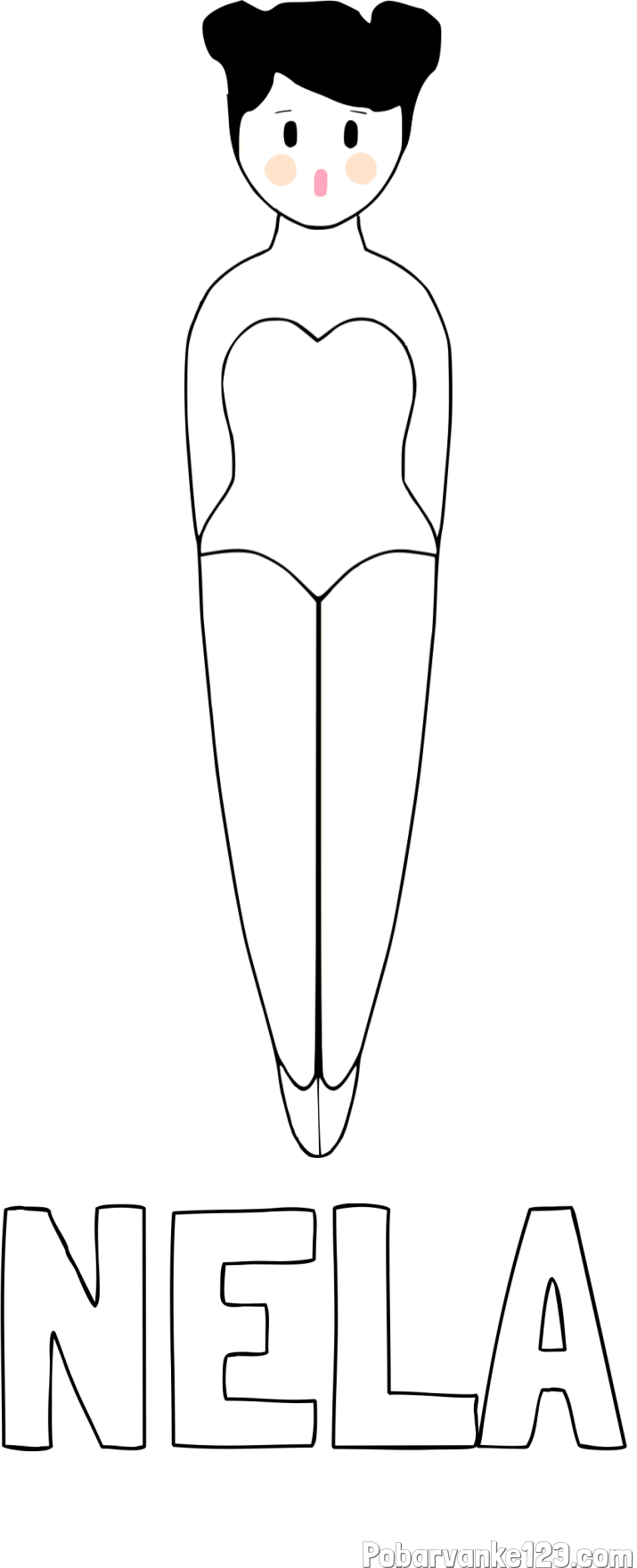 Pobarvanka imena NELA in enostavna pobarvanka baletke