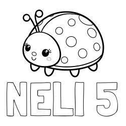 Online izdelana pobarvanka - Pobarvanka imena NELI 5 in pobarvanka ljubke pikapolonice