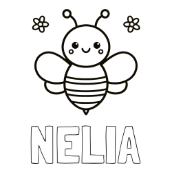 Online izdelana pobarvanka - Pobarvanka imena NELIA in otroška pobarvanka čebele