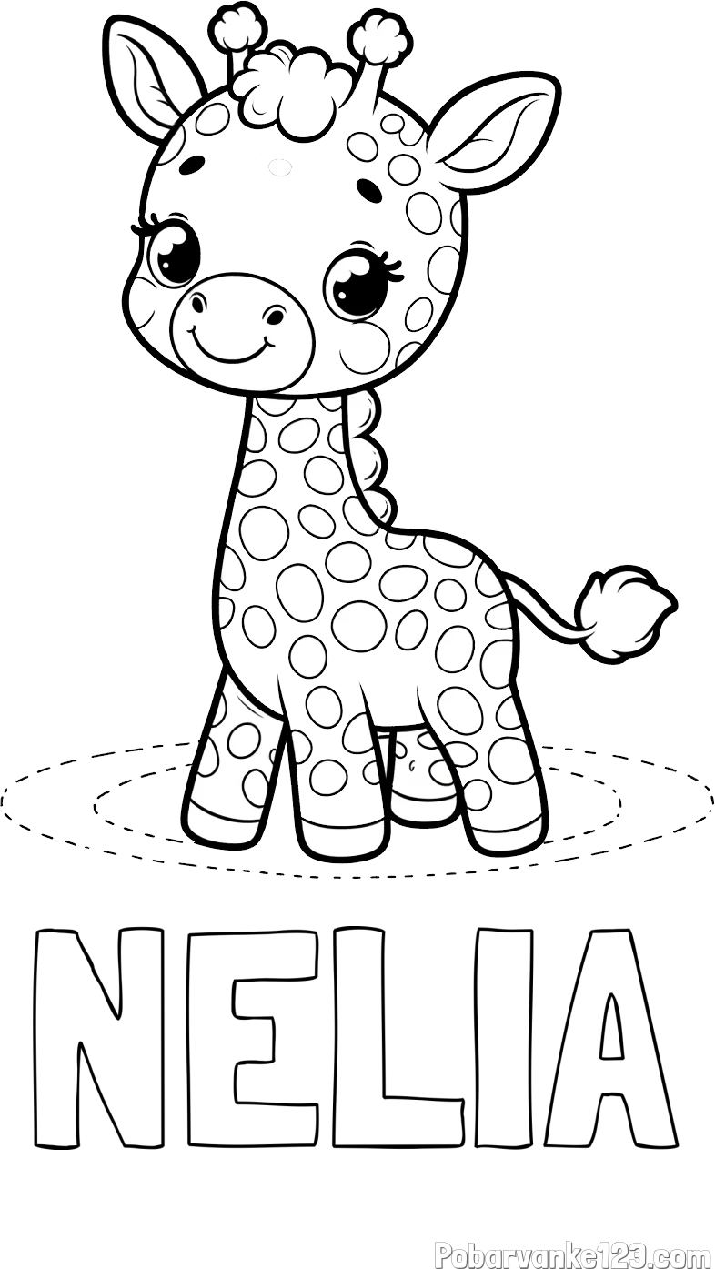 Pobarvanka imena NELIA in pobarvanka žirafe