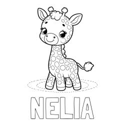 Online izdelana pobarvanka - Pobarvanka imena NELIA in pobarvanka žirafe