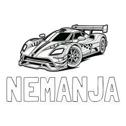 Online izdelana pobarvanka - Pobarvanka imena NEMANJA in pobarvanka modernega športnega avtomobila