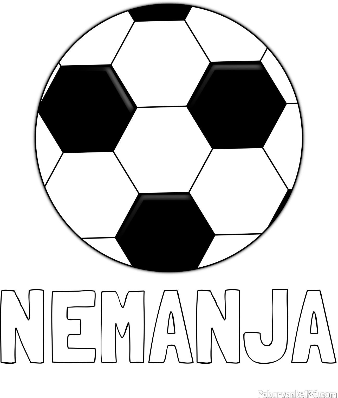 Pobarvanka imena NEMANJA in pobarvanka nogometne žoge